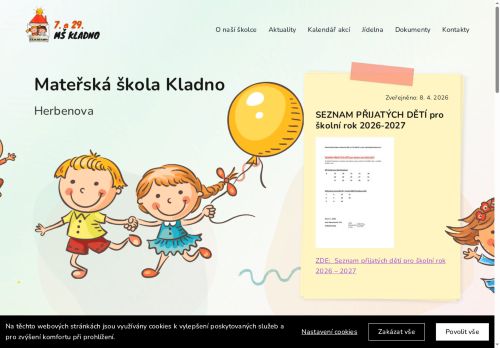 Webové stránky Mateřská škola Kladno, Herbenova 1900, Kladno