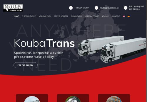 Webové stránky KOUBA Trans, s.r.o., Zdice