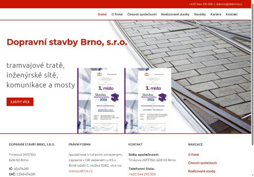 Webové stránky Dopravní stavby Brno, s.r.o., Brno
