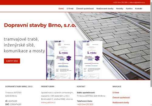 Webové stránky Dopravní stavby Brno, s.r.o., Brno