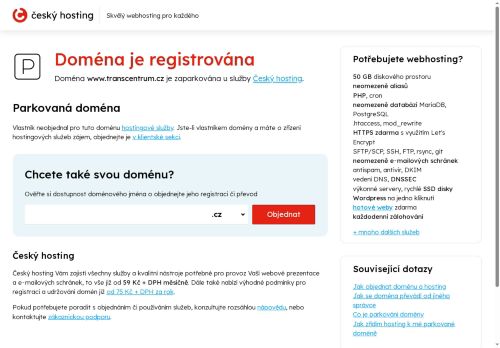 Webové stránky TRANSCENTRUM automotive logistics a.s., Kosmonosy