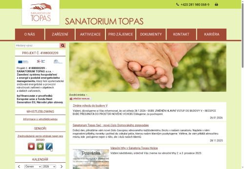 SANATORIUM TOPAS s.r.o. nabízí práci na pozici Sociální pracovník/pracovnice v obci Škvorec