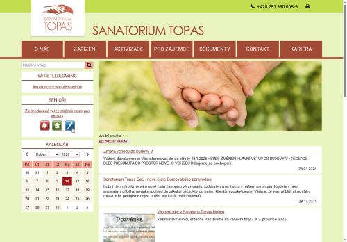 Webové stránky SANATORIUM TOPAS s.r.o., Škvorec