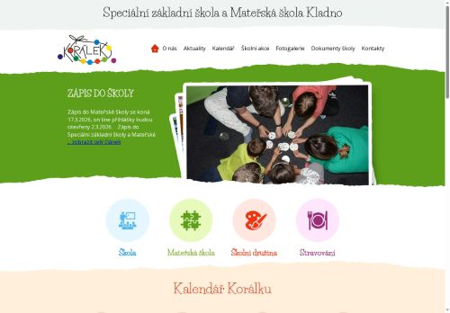Webové stránky Speciální základní škola a Mateřská škola Kladno, Pařížská 2199, příspěvková organizace, Kladno