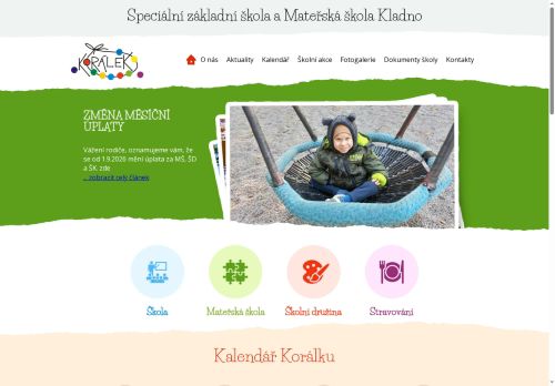 Webové stránky Speciální základní škola a Mateřská škola Kladno, Pařížská 2199, příspěvková organizace, Kladno