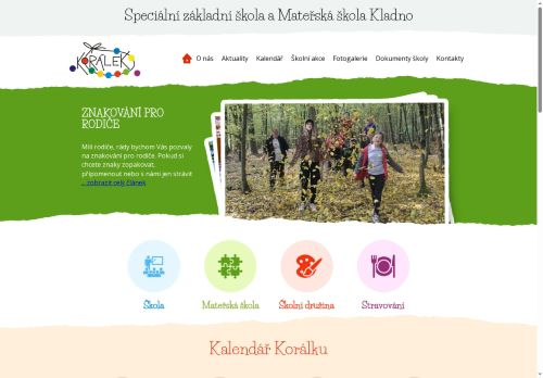 Webové stránky Speciální základní škola a Mateřská škola Kladno, Pařížská 2199, Kladno