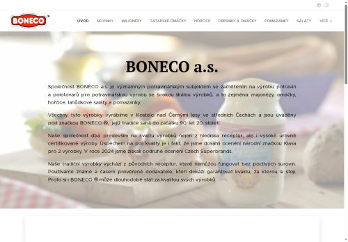 Webové stránky BONECO a.s., Kostelec nad Černými Lesy