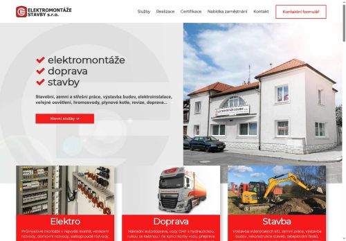 Webové stránky Elektromontáže Stavby s.r.o., Slaný