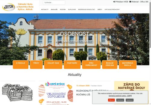 Webové stránky Základní škola a Mateřská škola Byšice, okres Mělník, Byšice