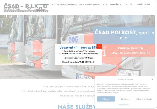 Webové stránky ČSAD POLKOST, spol. s r.o., Kostelec nad Černými Lesy