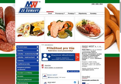 Webové stránky MASO WEST s.r.o., Klatovy