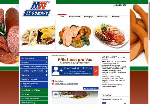 Webové stránky MASO WEST s.r.o., Klatovy