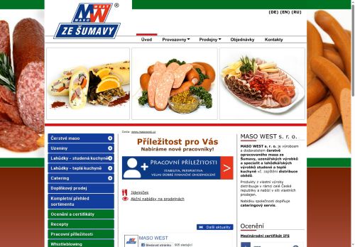 Webové stránky MASO WEST s.r.o., Klatovy