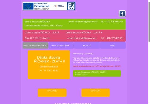 Zobrazit webové stránky Dětská skupina Říčánek