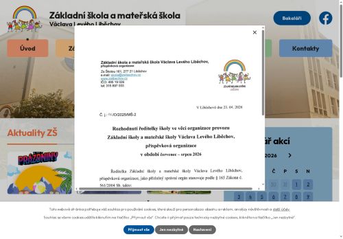 Webové stránky Základní škola a mateřská škola Liběchov, okres Mělník, Liběchov