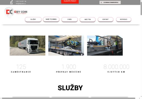 EBY COM s.r.o. nabízí práci na pozici Řidič C + E v obci Neratovice