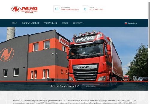Nera Hořovice s.r.o. nabízí práci na pozici Řidič mezinárodní kamionové dopravy v obci Hořovice