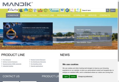 Webové stránky MANDÍK, a.s., Hostomice