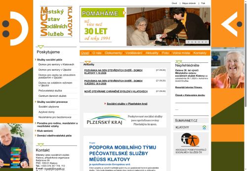 Webové stránky Městský ústav sociálních služeb Klatovy, příspěvková organizace, Mochtín