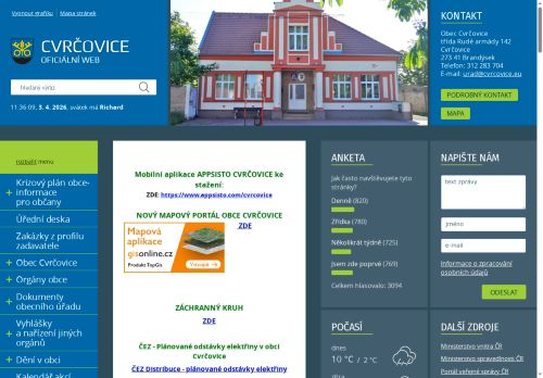 Zobrazit webové stránky Obecní úřad Cvrčovice