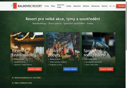 Webové stránky CAMPING BALDOVEC s.r.o., Rozstání