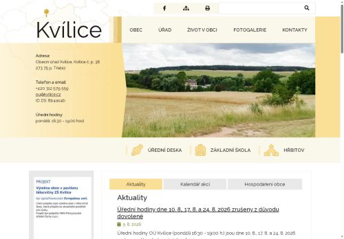 Zobrazit webové stránky Obecní úřad Kvílice