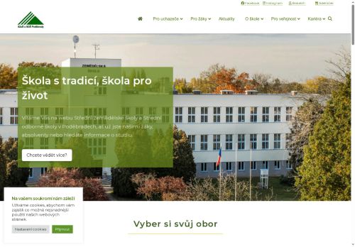 Webové stránky Střední zemědělská škola a Střední odborná škola Poděbrady, příspěvková organizace, Poděbrady