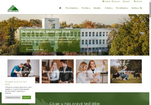 Webové stránky Střední zemědělská škola a Střední odborná škola Poděbrady, příspěvková organizace, Poděbrady