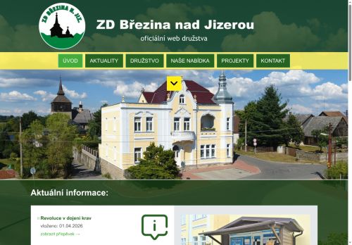 Webové stránky ZD Březina nad Jizerou, družstvo, Mnichovo Hradiště