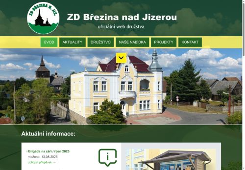 Webové stránky ZD Březina nad Jizerou, družstvo, Mnichovo Hradiště