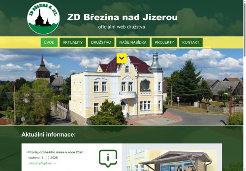 Webové stránky ZD Březina nad Jizerou, družstvo, Březina