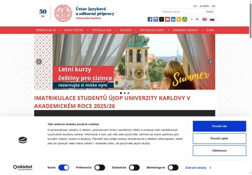 Webové stránky Univerzita Karlova, Poděbrady