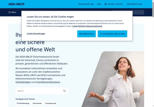 Webové stránky ASSA ABLOY ES Production s.r.o., Kostelec