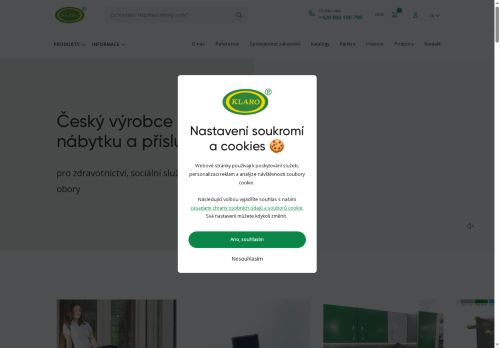 Webové stránky KLARO, spol. s r.o., Pečky
