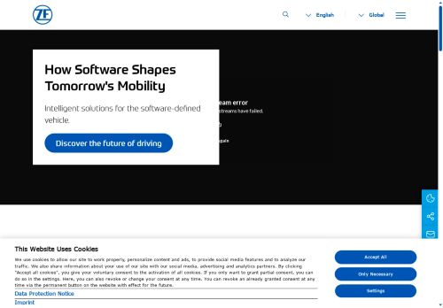 Webové stránky ZF Engineering Plzeň s.r.o., Plzeň