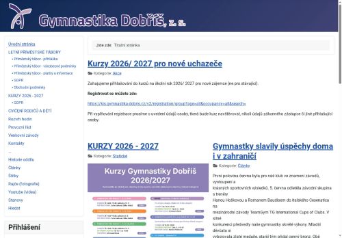 Zobrazit webové stránky Gymnastika Dobříš