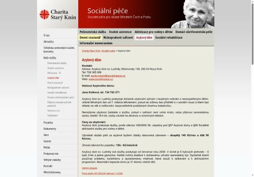 Zobrazit webové stránky Azylový dům sv. Ludmily v Mokrovratech
