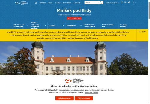 Zobrazit webové stránky Státní zámek Mníšek pod Brdy