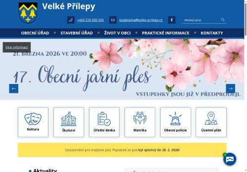 OBEC VELKÉ PŘÍLEPY nabízí práci na pozici pracovník/pracovnice technické čety obce (m/ž) v obci Velké Přílepy