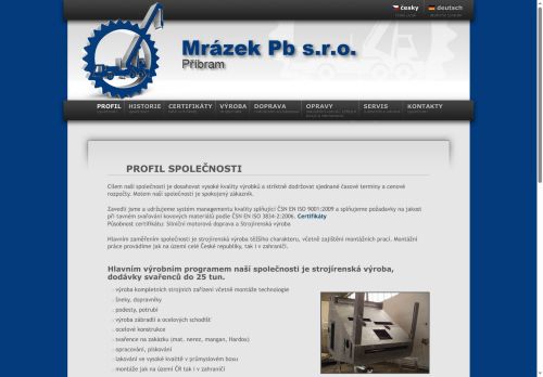 Mrázek Pb s.r.o. nabízí práci na pozici zámečník v obci Příbram