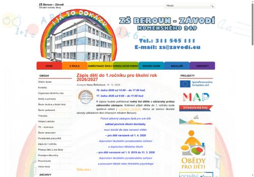 Zobrazit webové stránky ZŠ Beroun Závodí