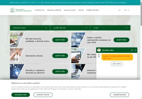 Webové stránky Česká správa sociálního zabezpečení, Kladno