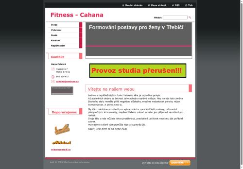 Zobrazit webové stránky Fitness Cahana