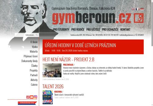 Zobrazit webové stránky Gymnázium Joachima Barranda