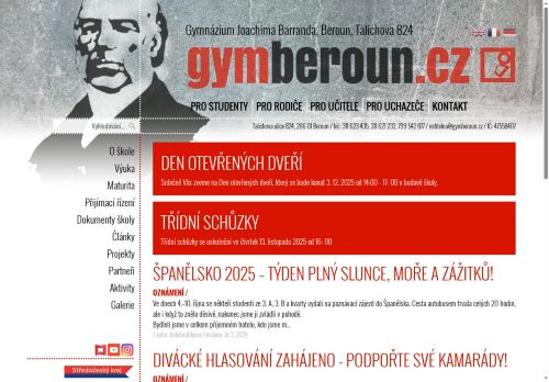 Zobrazit webové stránky Gymnázium Joachima Barranda
