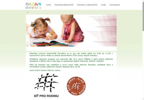 Zobrazit webové stránky Mateřské centrum Mraveniště Černošice