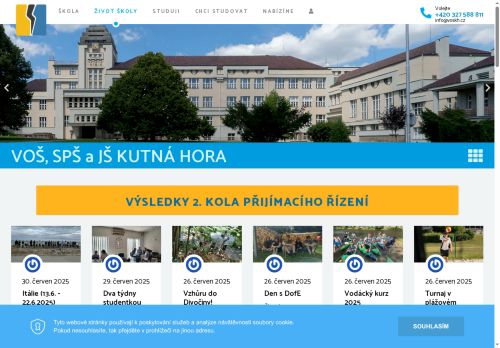 Webové stránky Vyšší odborná škola, Střední průmyslová škola a Jazyková škola s právem státní jazykové zkoušky, Kutná Hora, Masarykova 197, Kutná Hora