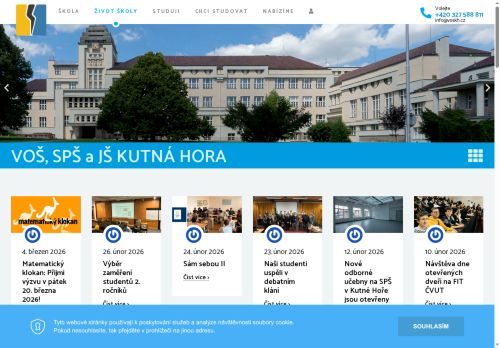 Webové stránky Vyšší odborná škola, Střední průmyslová škola a Jazyková škola s právem státní jazykové zkoušky, Kutná Hora, Masarykova 197, Kutná Hora