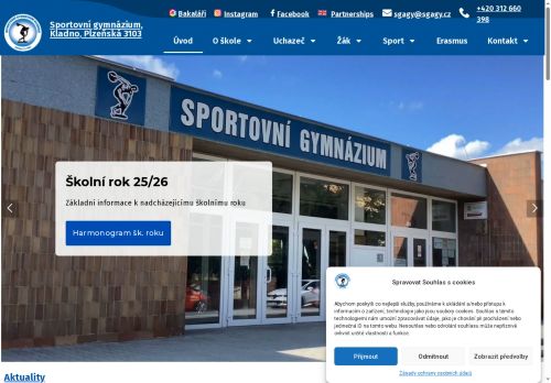 Webové stránky Sportovní gymnázium a Gymnázium,Kladno,Plzeňská 3103, Kladno