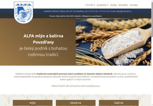 Zobrazit webové stránky Alfa Mlýn a balírna